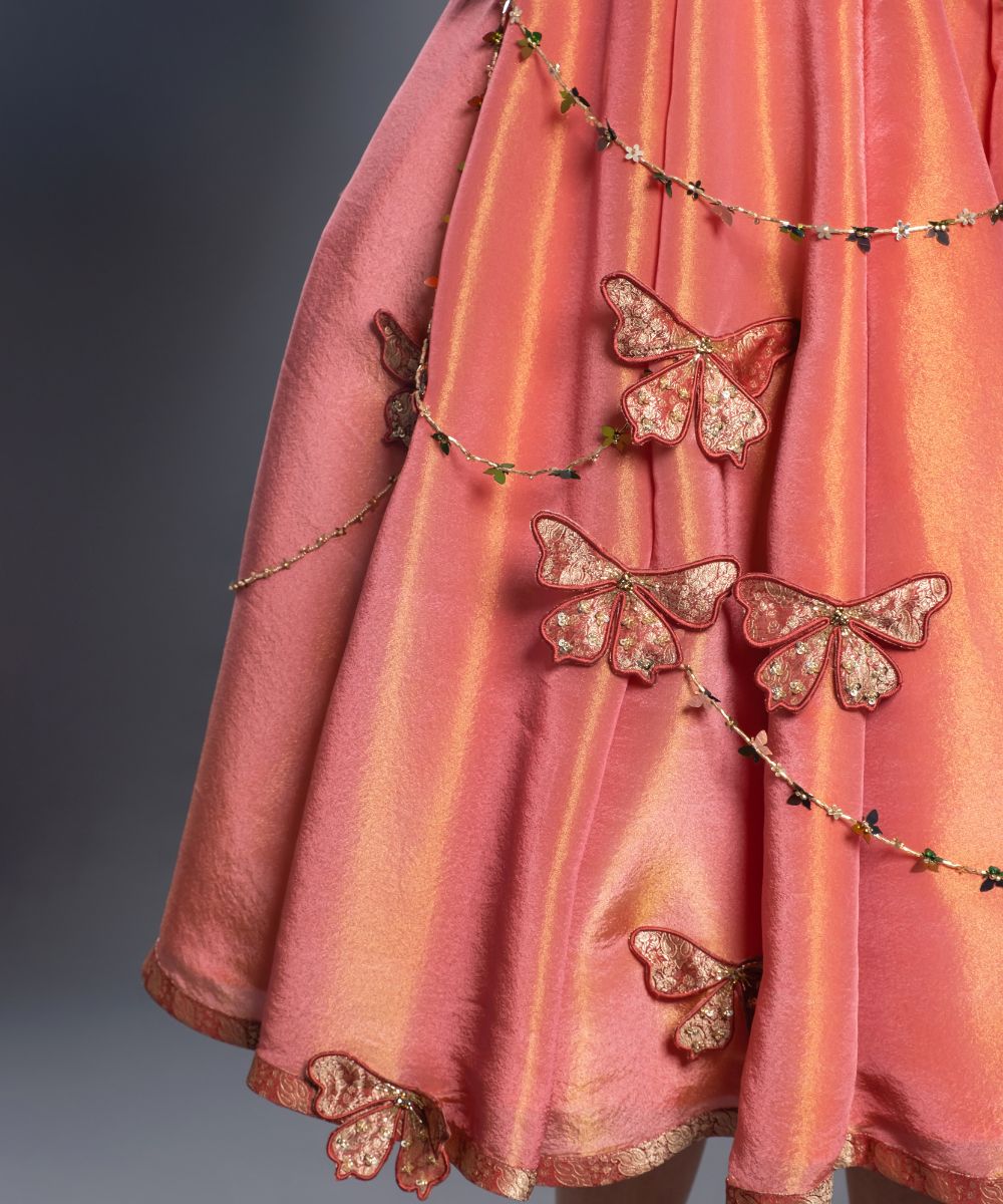 Aastha Sood - Crimson Red tissue Brocade Blouse complementing Tissue Skirt