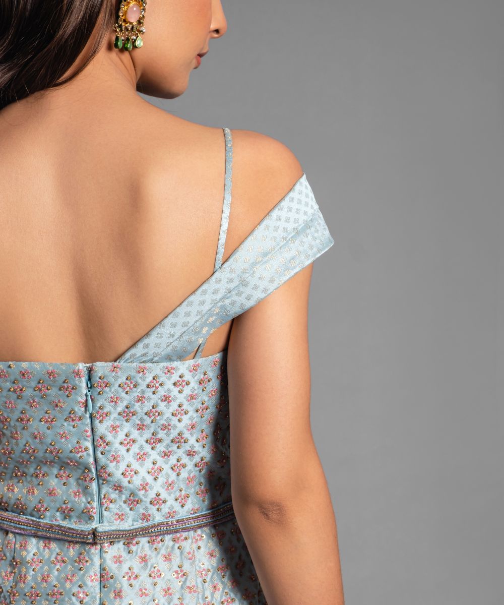 Sky Blue Brocade Dress