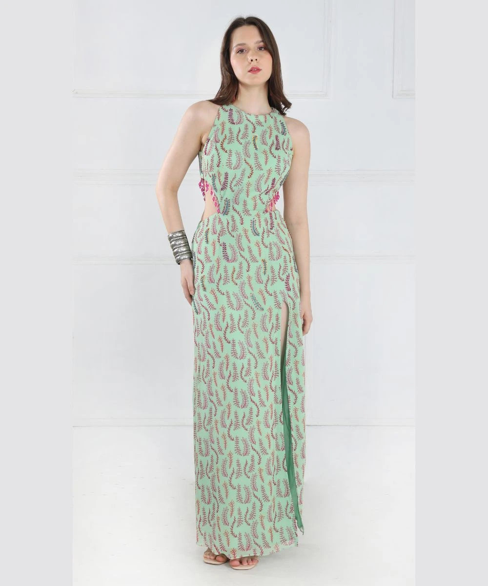 Mint Green Slit Dress
