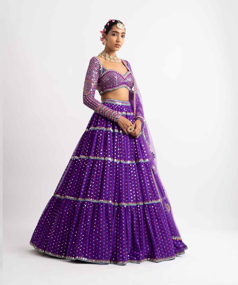 Purple Multi Tier Multi Color Lehenga Set