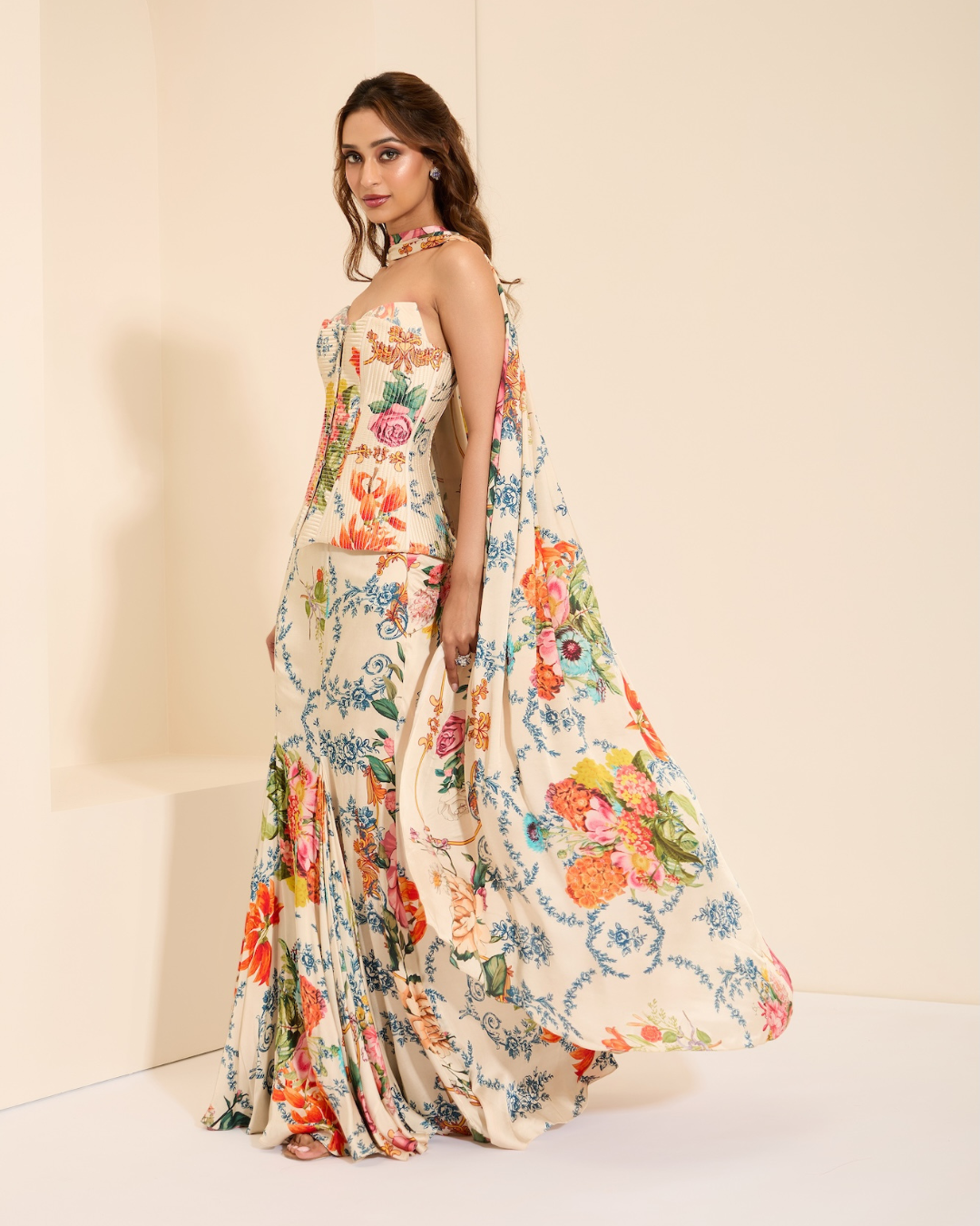 K&A by Karishma and Ashita - Snow Veil Corset and Drape