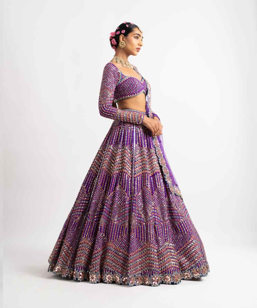Purple Heavy Multi Color Lehenga Set