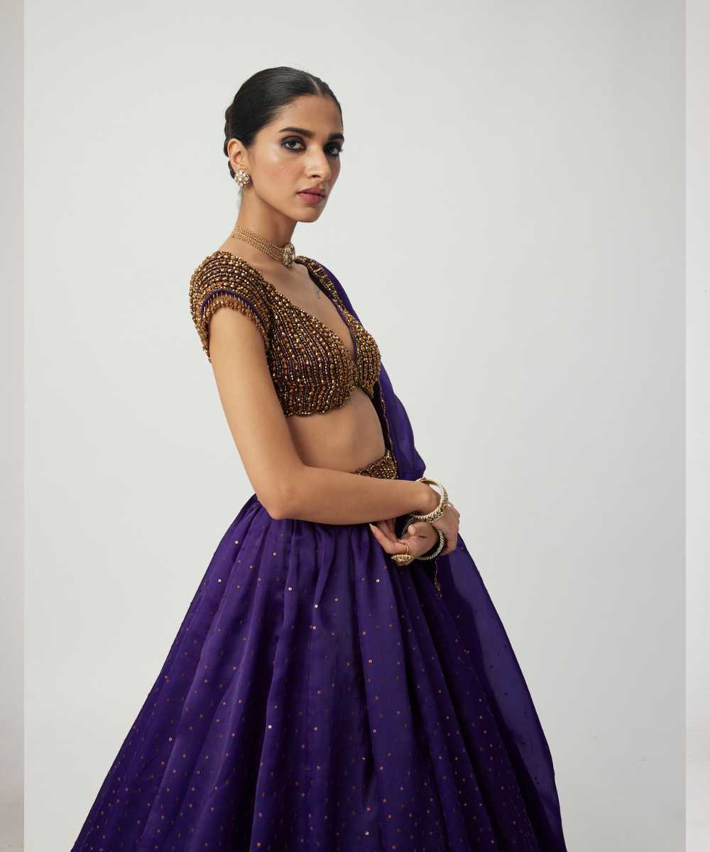 Royalty Purple Sequins Scattered Lehenga Set -  Collection name Maya by Vvani Vats