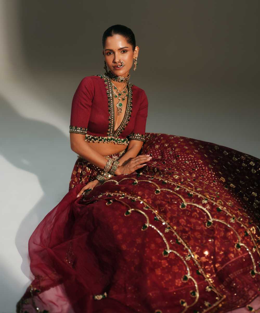 LAXMI - HEAVY HAND EMBROIDERED KALI LEHENGA FEATURING DRAGON FLY LOGO - Mehfil by Mahima Mahajan