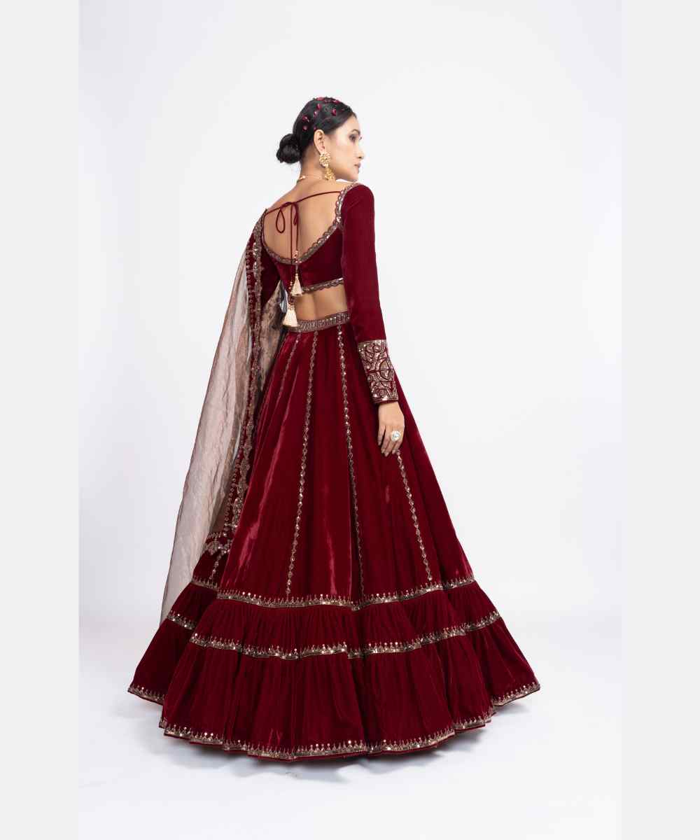 Maroon double tier lehenga set