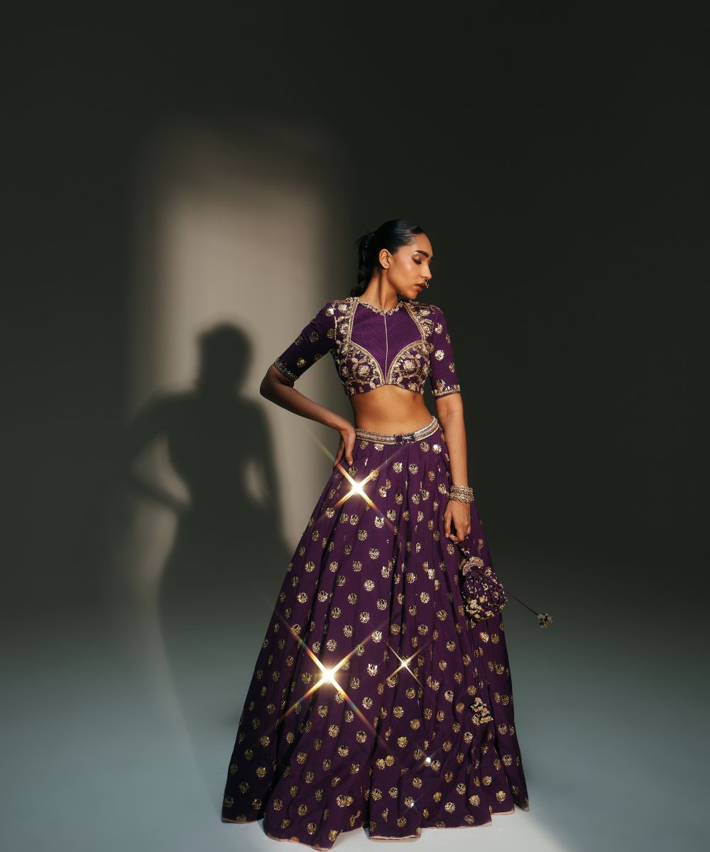 SHUBHI - HAND EMBROIDERED LEHENGA MATCHING EMBROIDERED BLOUSE AND DUPATTA - Mehfil by Mahima Mahajan