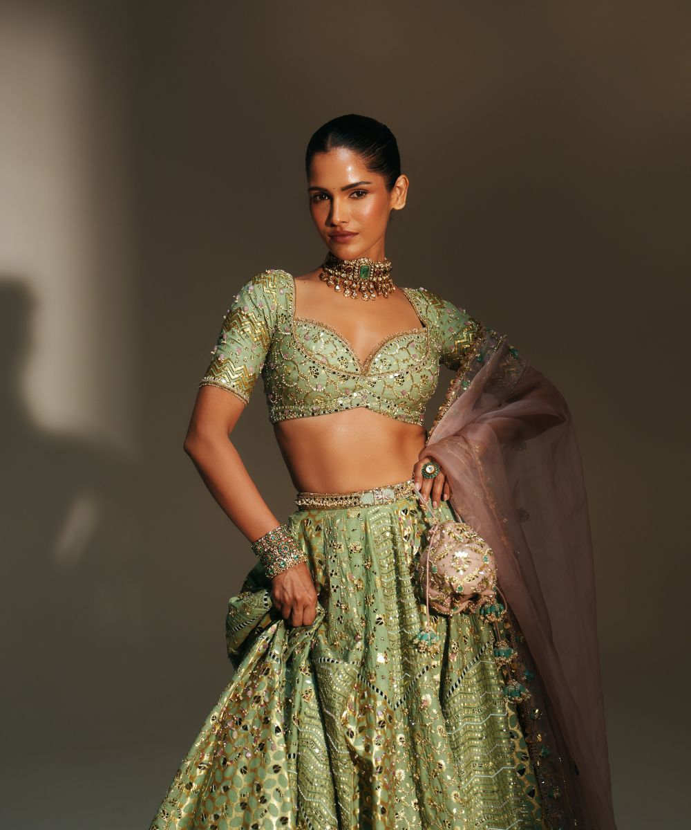 BLUSH PINK HAND EMBROIDERED POTLI BAG - Mehfil by Mahima Mahajan