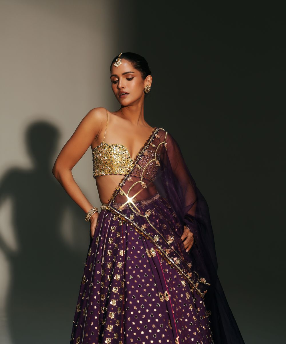 TRISHA - HEAVY HAND EMBROIDERED GRAPEVINE LEHENGA - Mehfil by Mahima Mahajan
