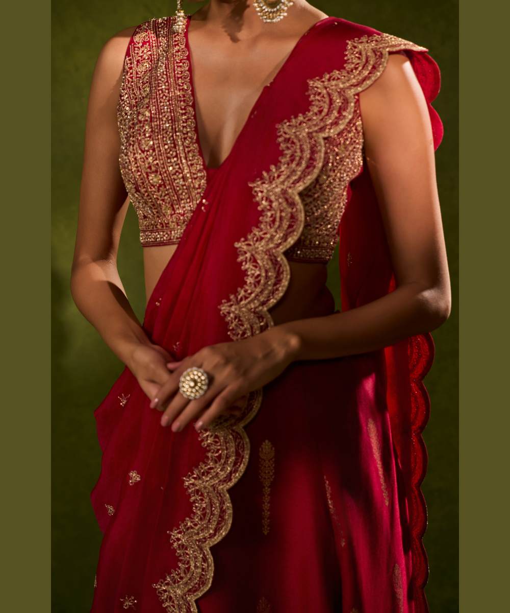 AMAL LEHENGA SAREE - Jamewar pre-draped lehenga saree -  Leher by Chamee and Palak