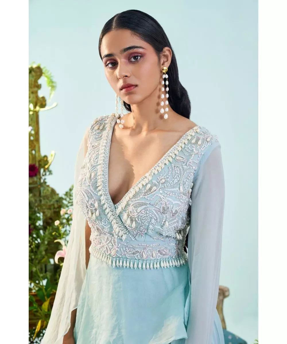 MANI BHATIA - Pearl & Zari embroidered Jumpsuit with Drape