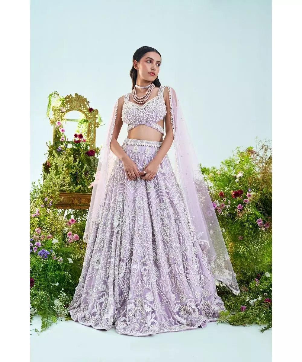MANI BHATIA - Lilac pearl & Zardosi embroidered Lehenga set