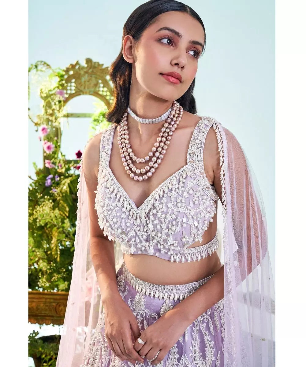 MANI BHATIA - Lilac pearl & Zardosi embroidered Lehenga set