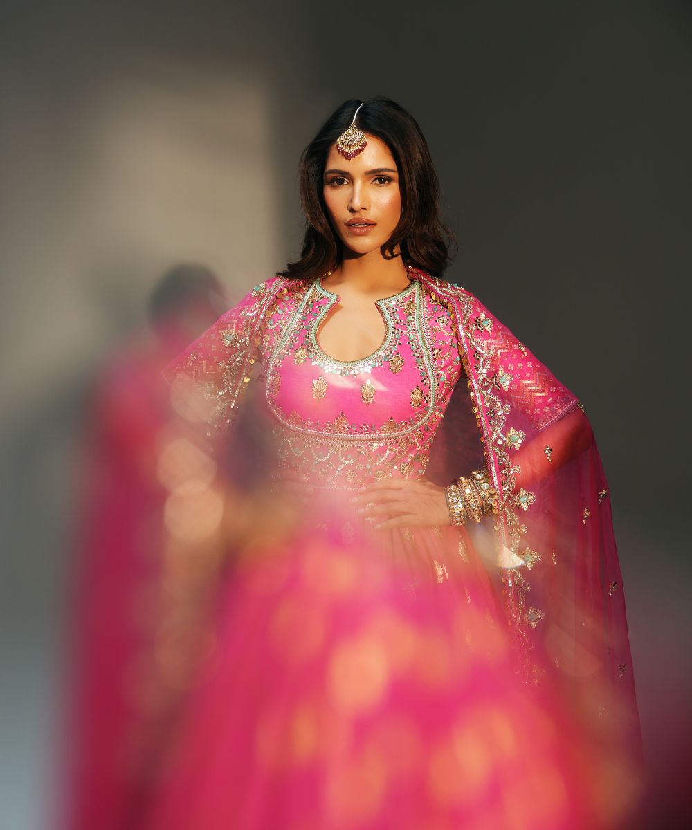 ZIANA - HAND EMBROIDERED ANARKALI PAIRED WITH MATCHING DUPATTA - Mehfil by Mahima Mahajan