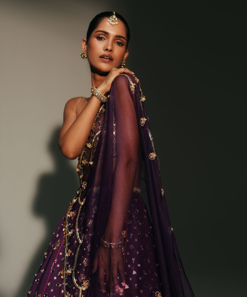 TRISHA - HEAVY HAND EMBROIDERED GRAPEVINE LEHENGA - Mehfil by Mahima Mahajan