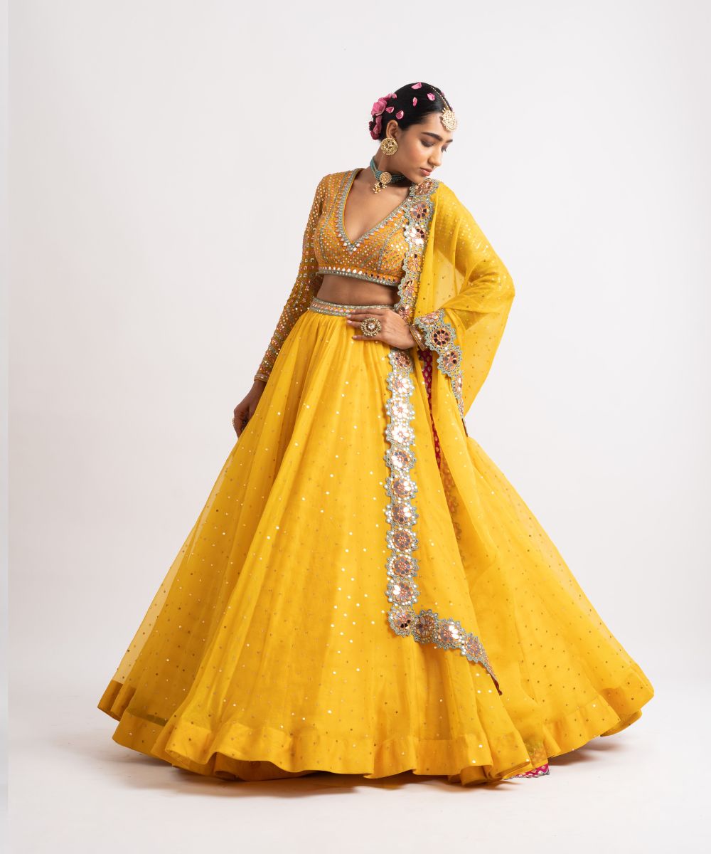 Yellow Silk Organza Lehenga Set - Collection name Rang by Vvani vats