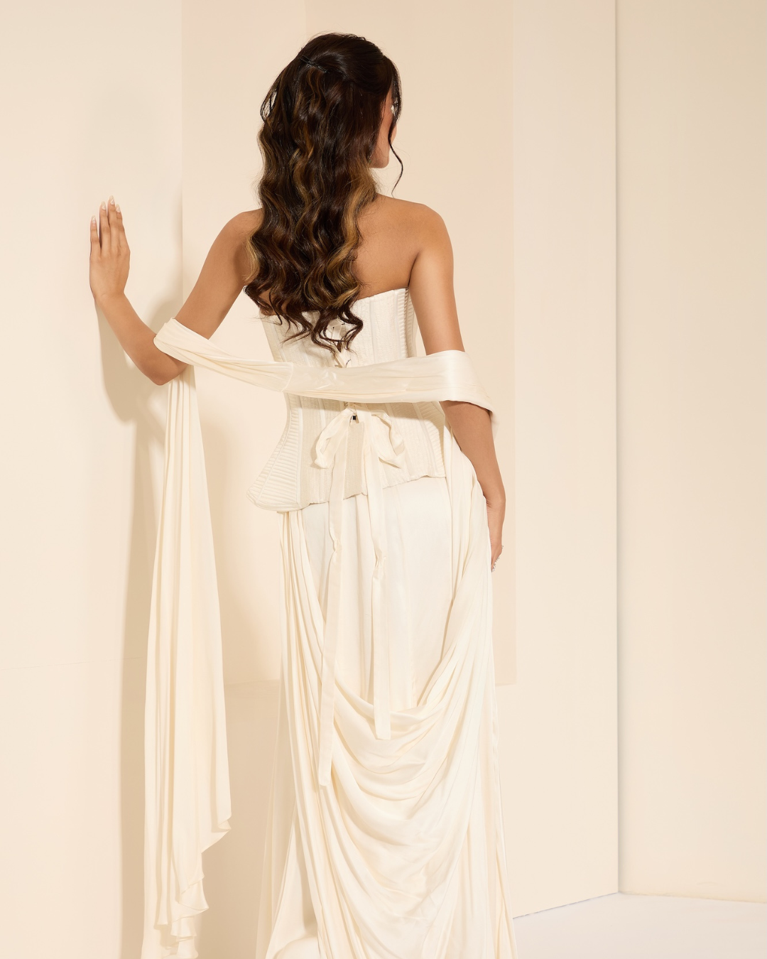 K&A by Karishma and Ashita - Pearl Corset & Drape
