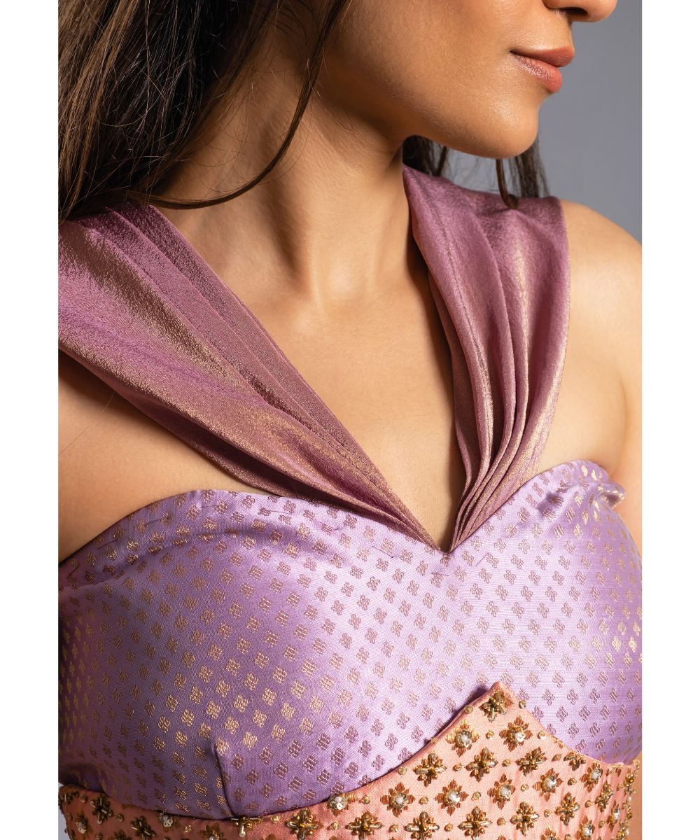 Lavender Brocade Short Dress