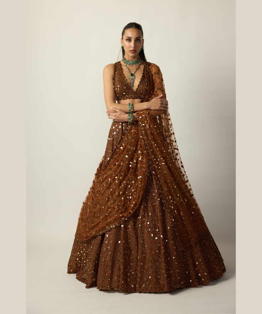 Metallic Copper Lehenga Set