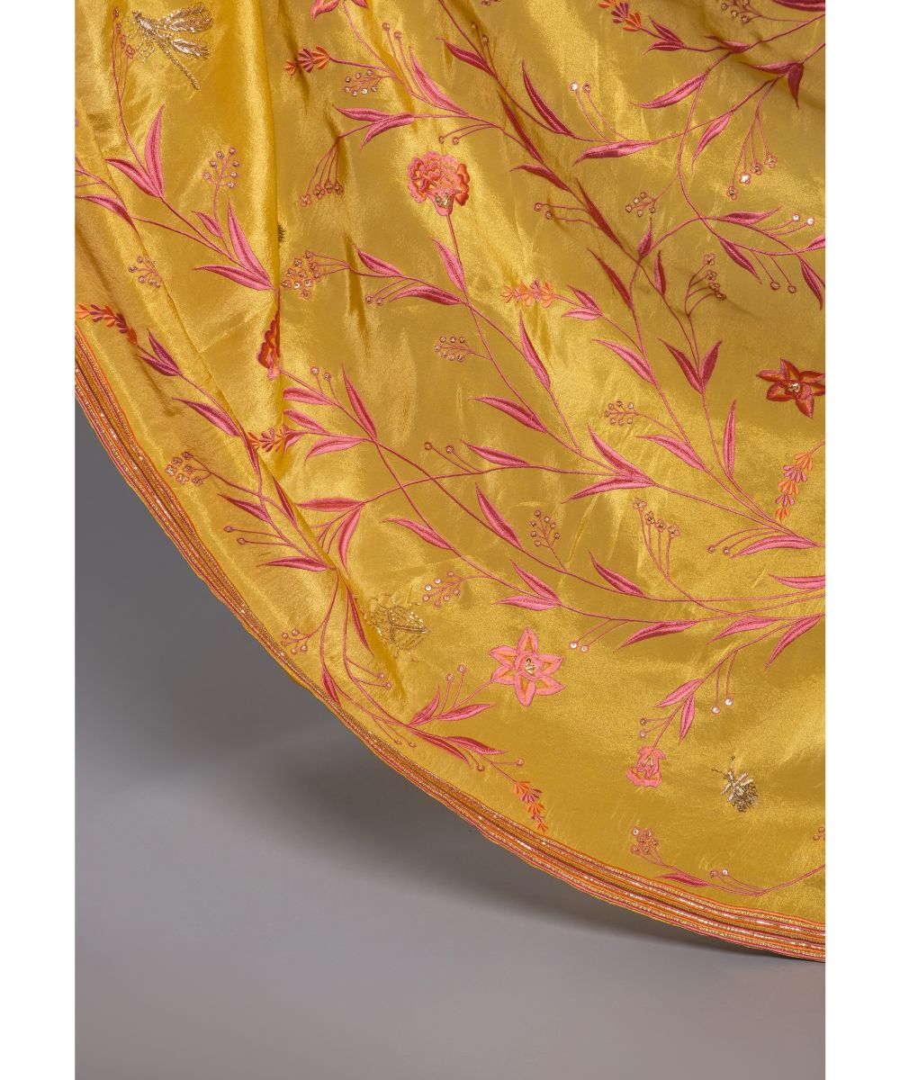 Yellow Silk Tissue Saree