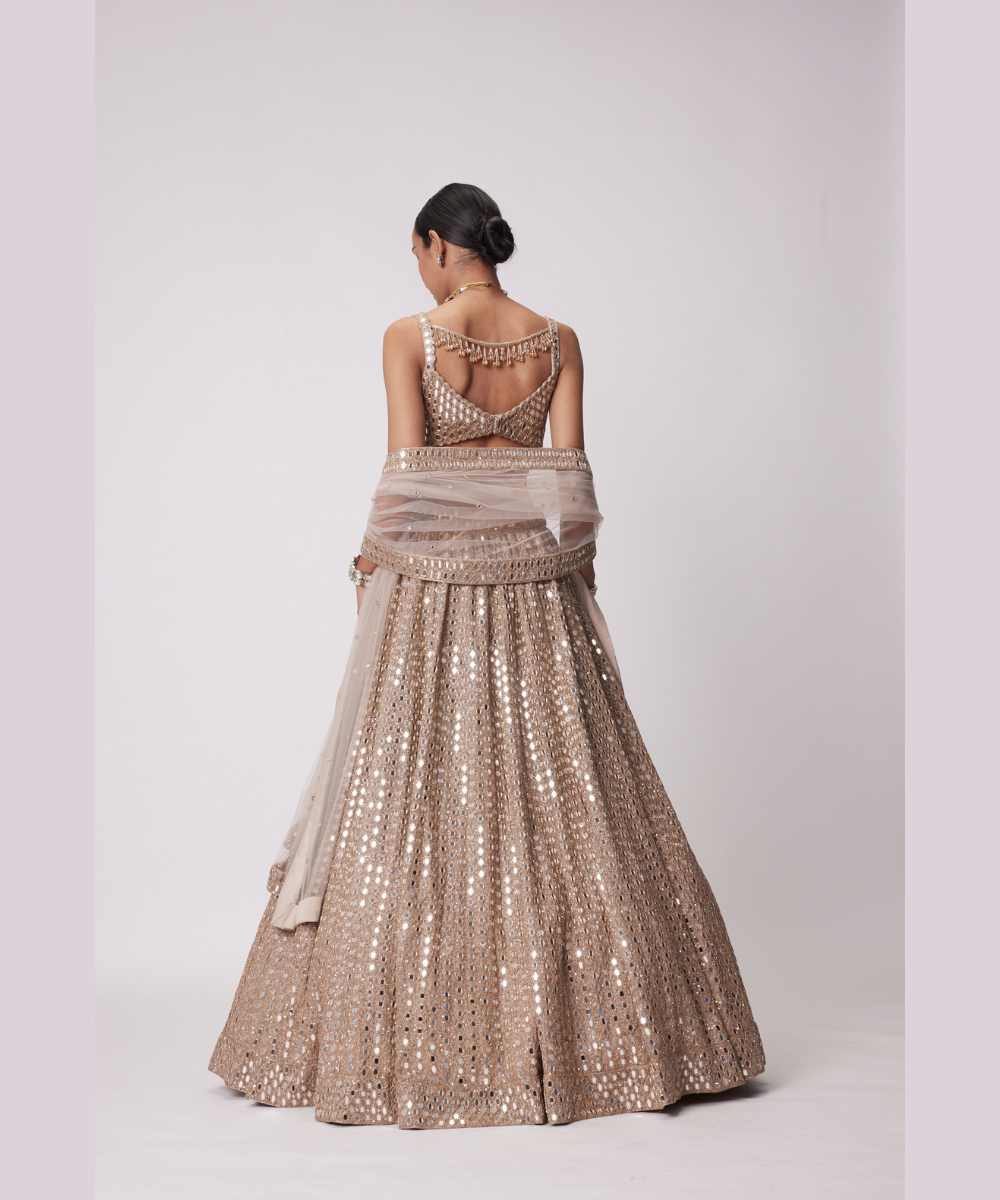 LIGHT BEIGE HAND EMBROIDERED LEHENGA SET - Jugmug Bride by Vvani Vats