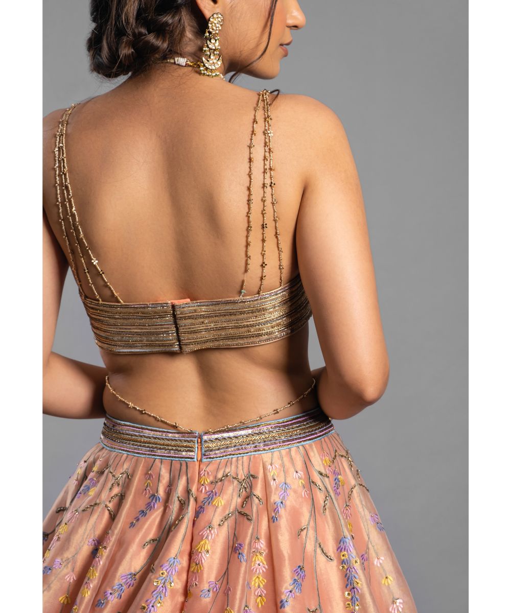 Peach Tissue Lehenga