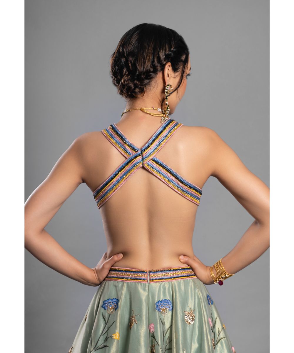 Light Green Silk Tissue Lehenga