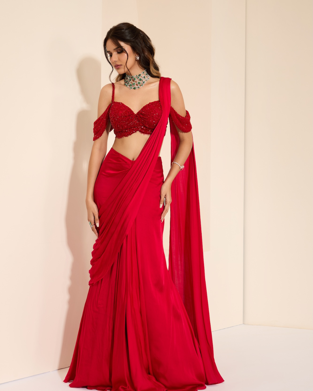 K&A by Karishma and Ashita - Scarlett Petal Bustier and Drape