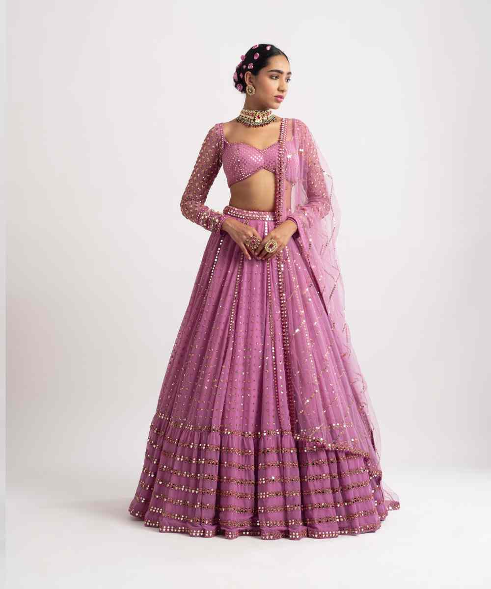 Dark Blush Single Tier Lehenga Set - Collection name Rang by Vvani vats