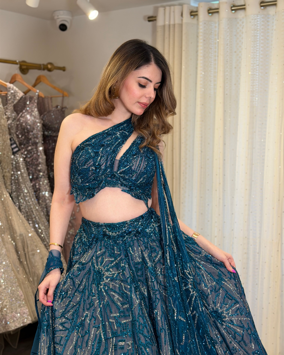 Adaara Couture - Teal Bloom Lehenga