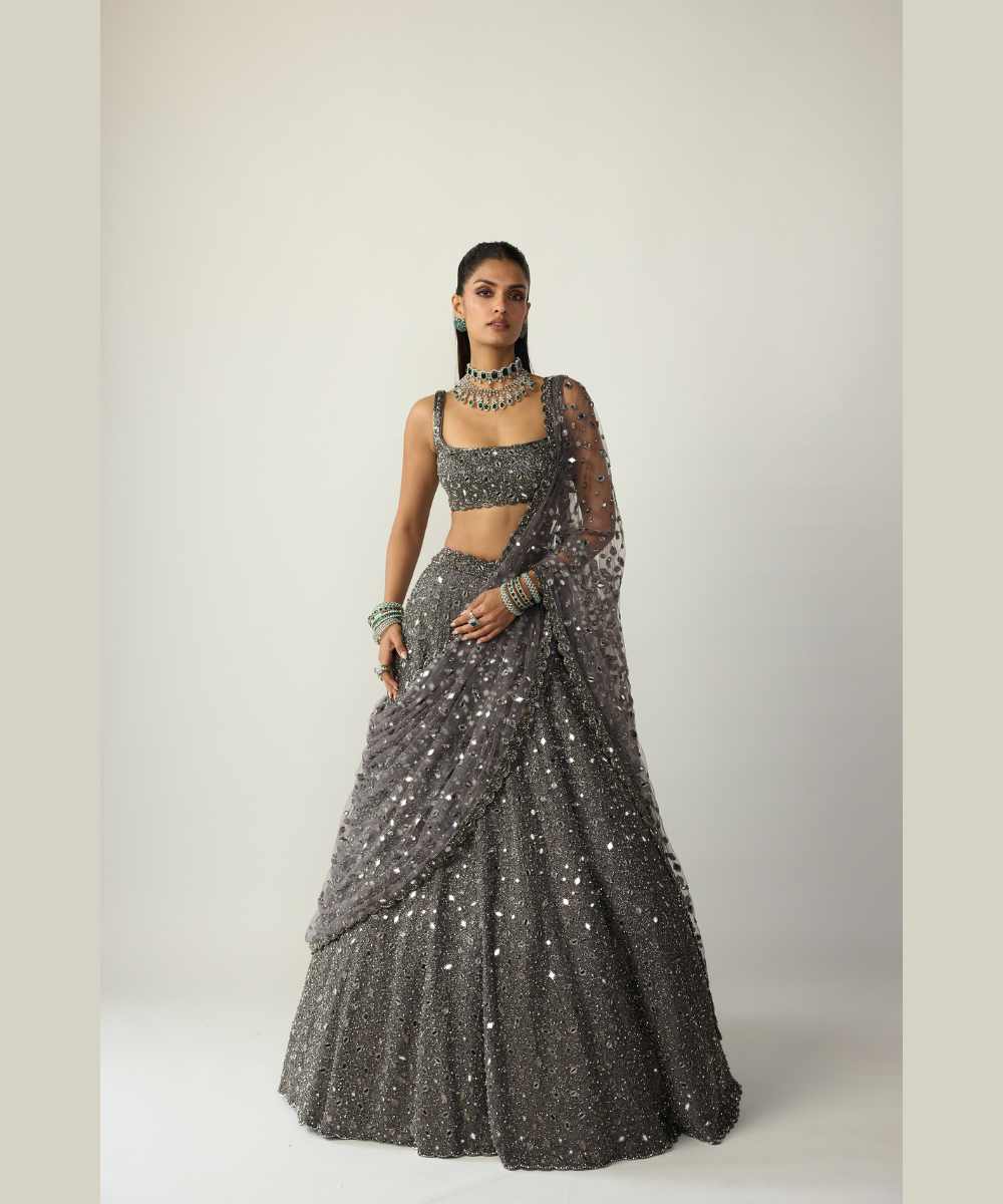 Metallic Grey Lehenga Set