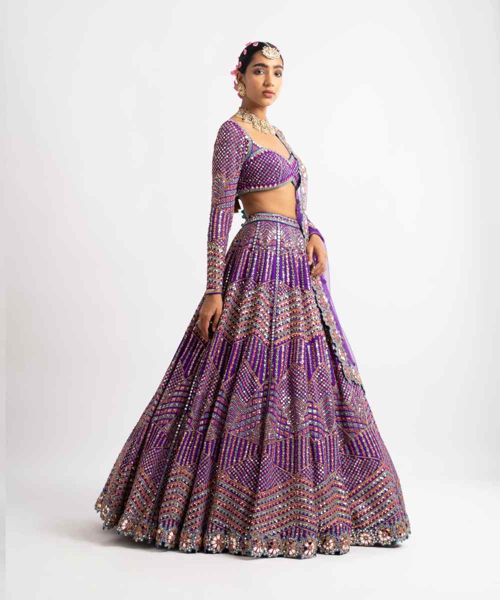 Purple Heavy Multi Color Lehenga Set