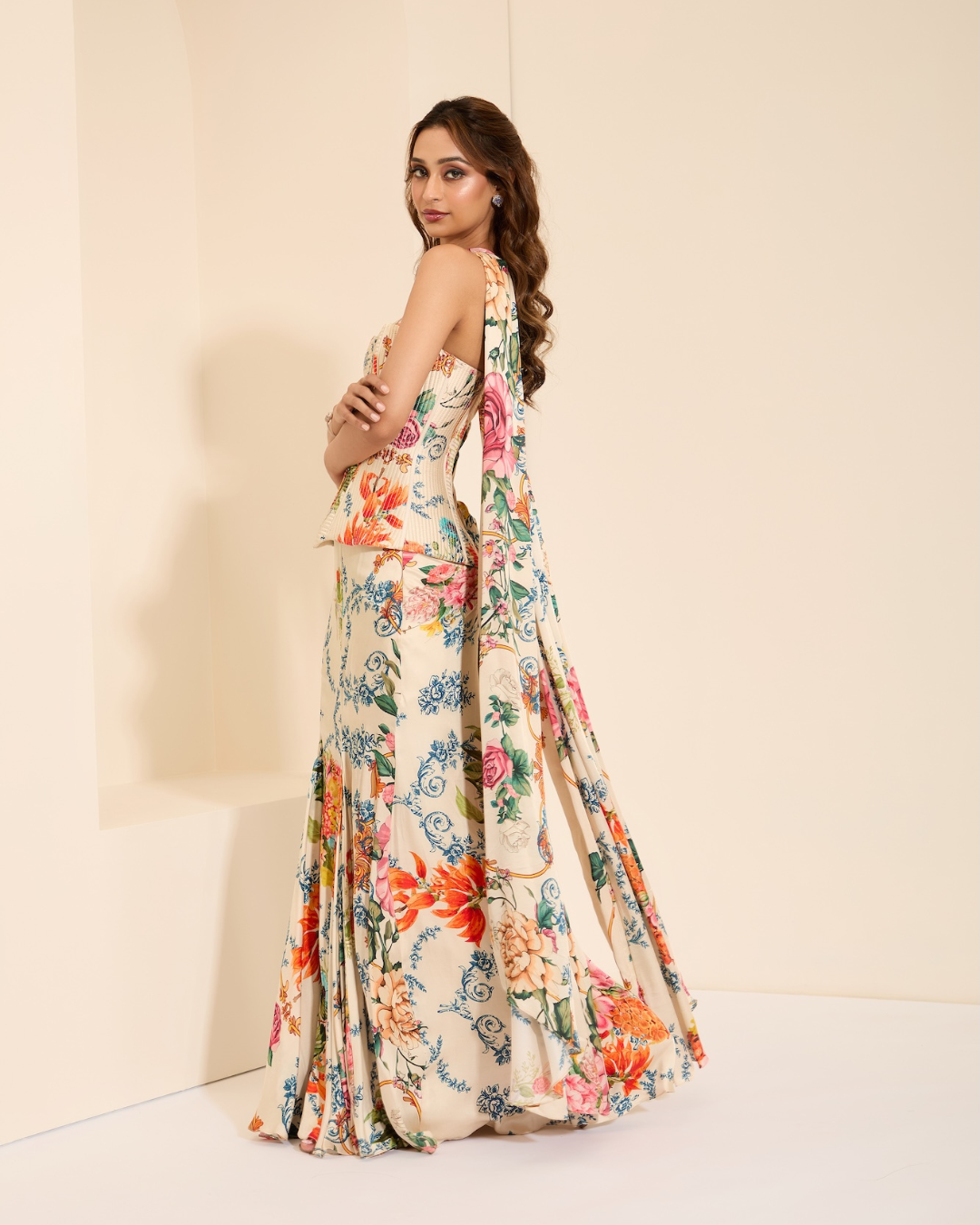 K&A by Karishma and Ashita - Snow Veil Corset and Drape