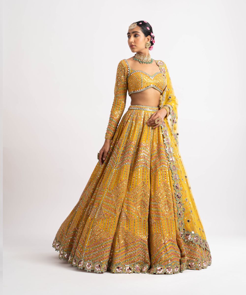 Yellow Heavy Multi Color Lehenga Set - Collection name Rang by Vvani vats