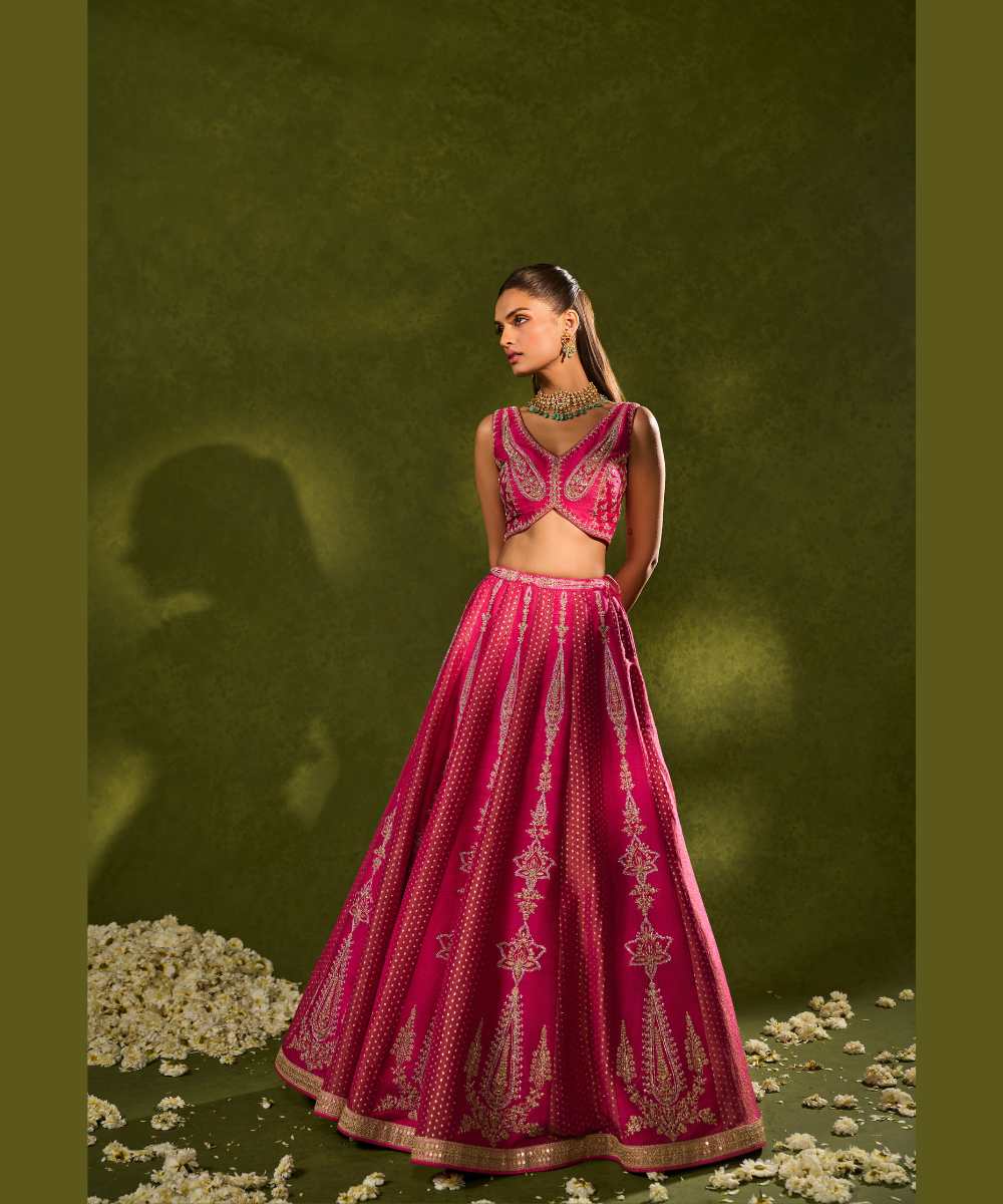 AMBI BROCADE LEHENGA - Tissue jamewar and raw silk lehenga richly embroidered with zari -  Leher by Chamee and Palak