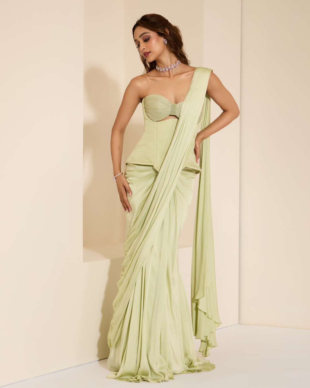 K&A by Karishma and Ashita - Mint Muse Corset and Drape