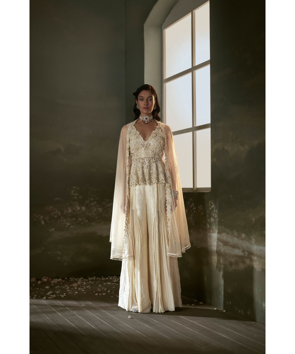 NITIKA GUJRAL - Cream peplum top and Sharara set