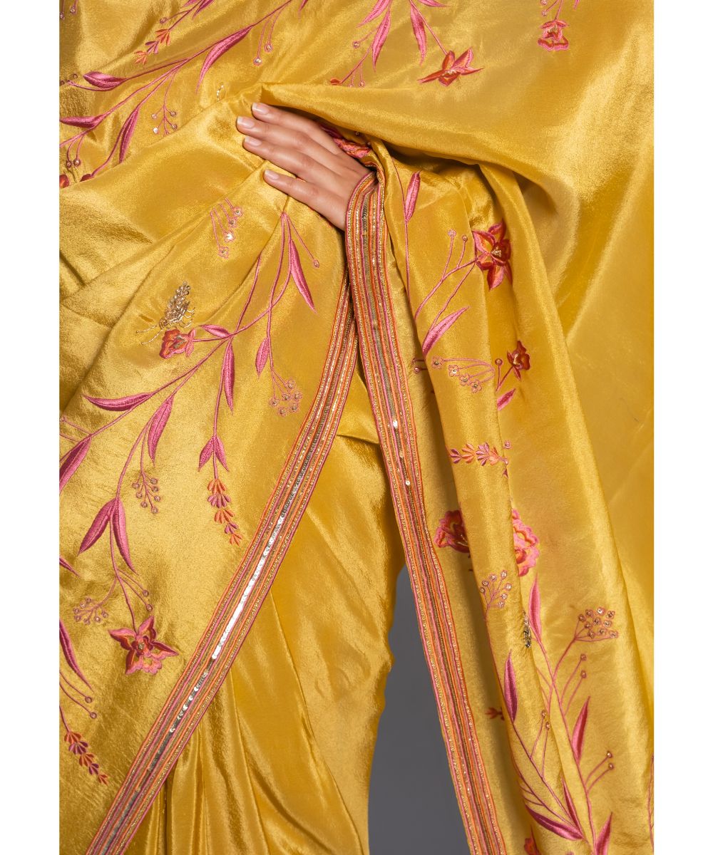 Yellow Silk Tissue Saree