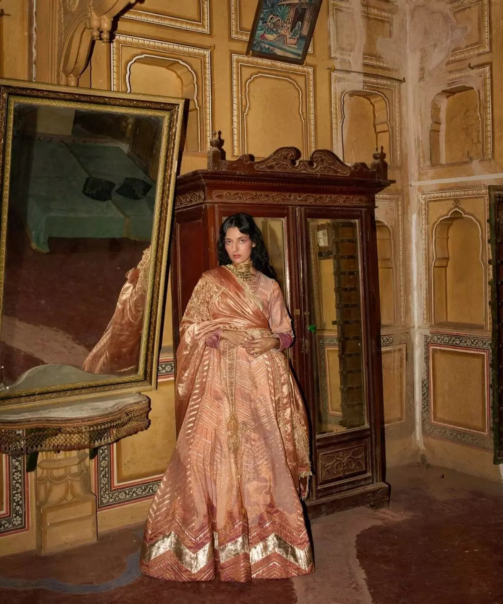 Aditi Gupta - Peach monochromatic Anarkali with Dupatta