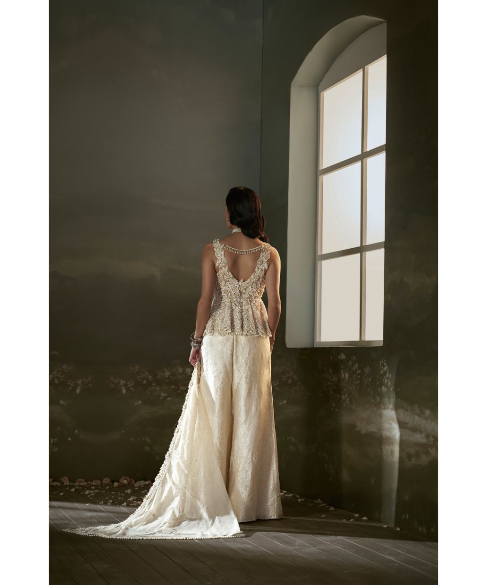 NITIKA GUJRAL - Cream peplum top and Sharara set