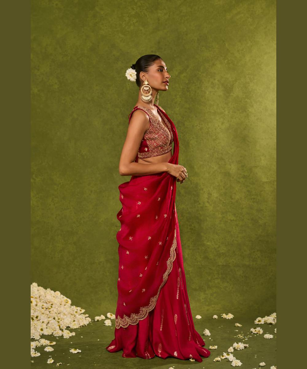 AMAL LEHENGA SAREE - Jamewar pre-draped lehenga saree -  Leher by Chamee and Palak