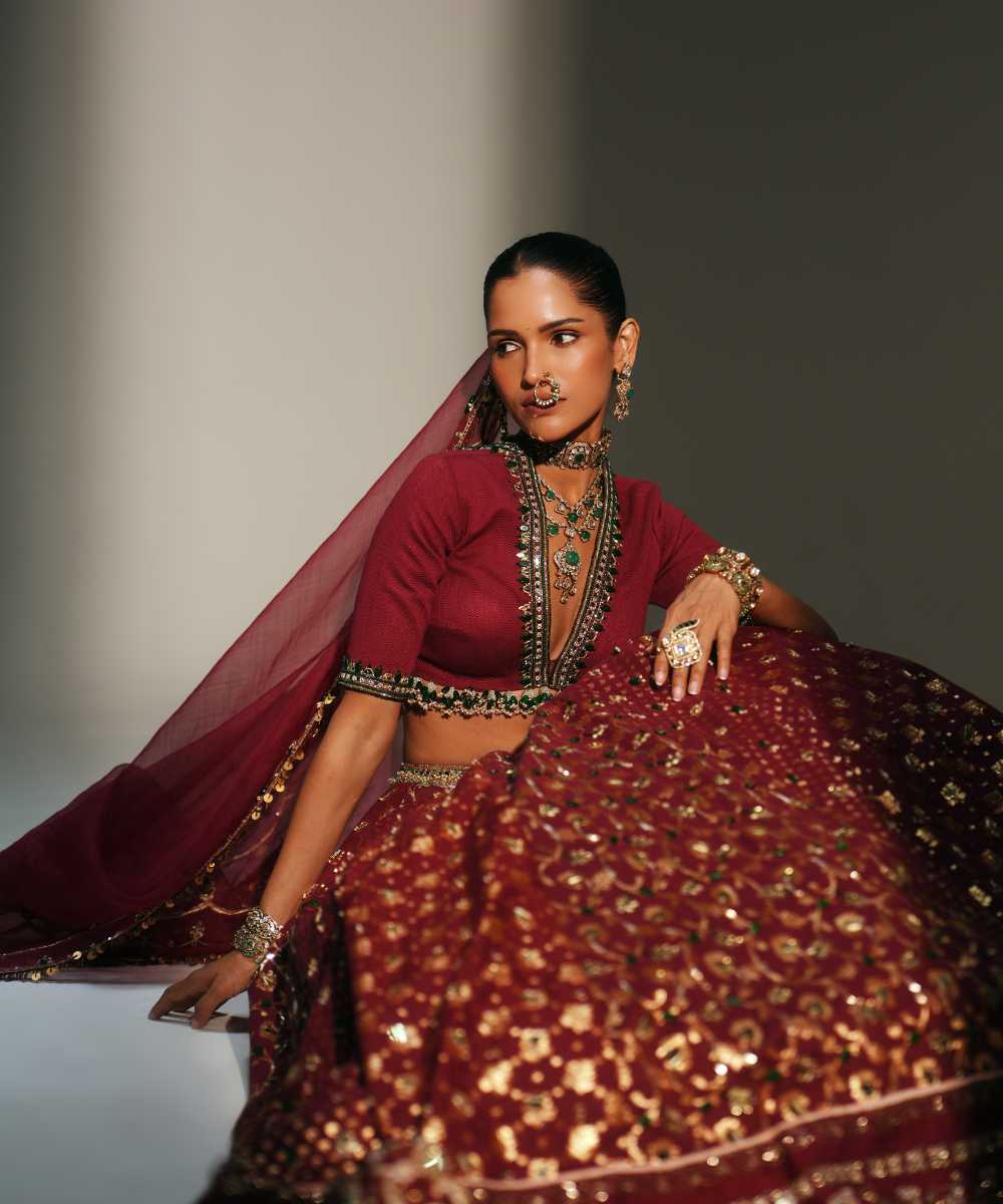 LAXMI - HEAVY HAND EMBROIDERED KALI LEHENGA FEATURING DRAGON FLY LOGO - Mehfil by Mahima Mahajan