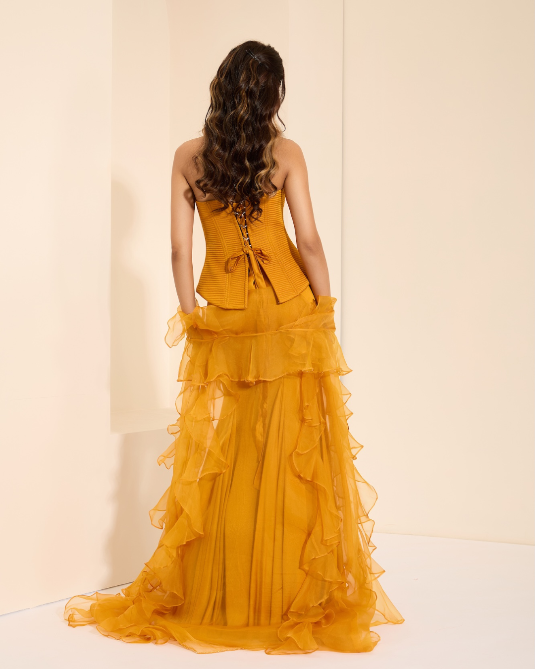 K&A by Karishma and Ashita - Sunset Majesty Corset and Drape