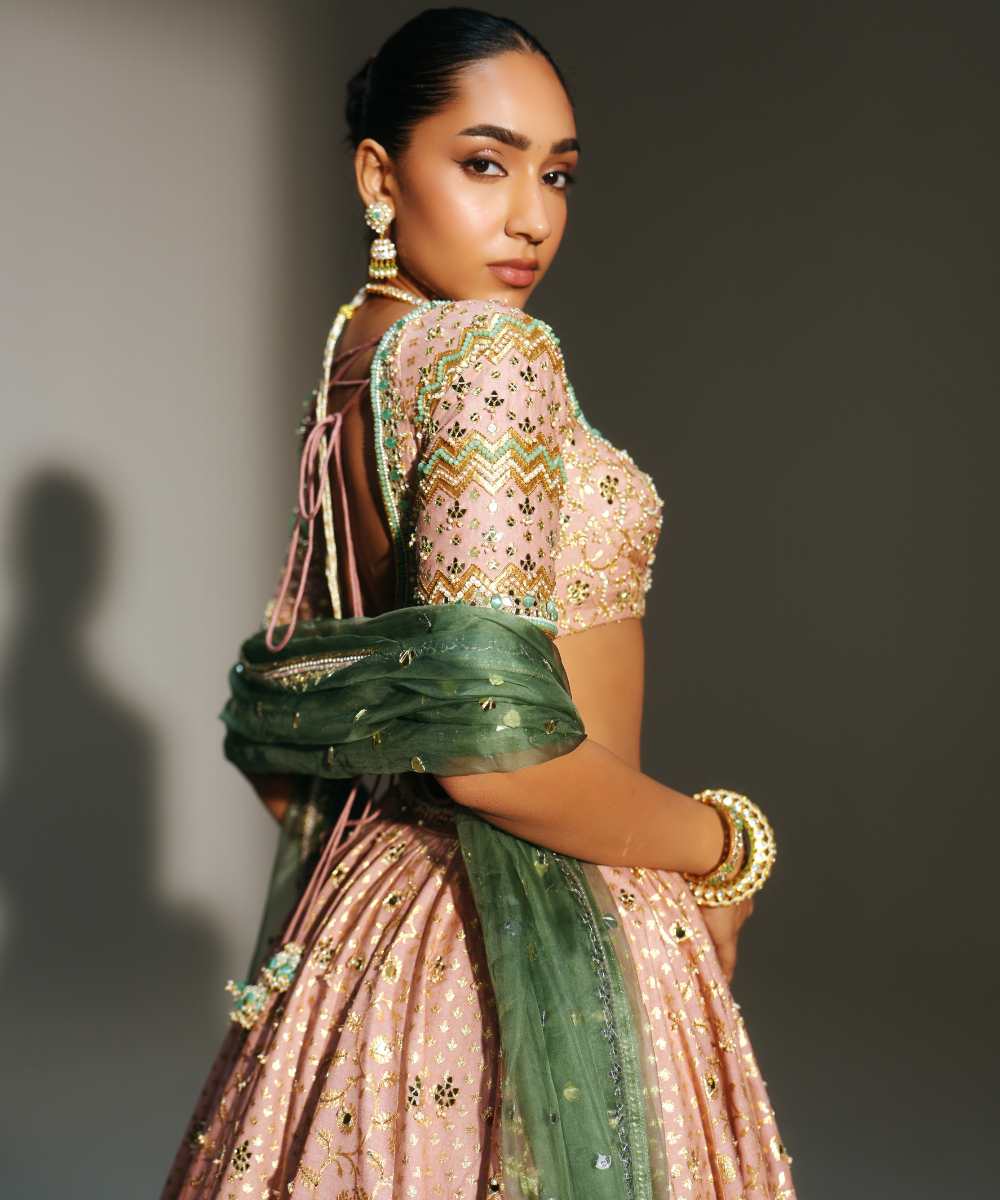 FARAH - HAND EMBROIDERED BLUSH PINK LEHENGA - Mehfil by Mahima Mahajan