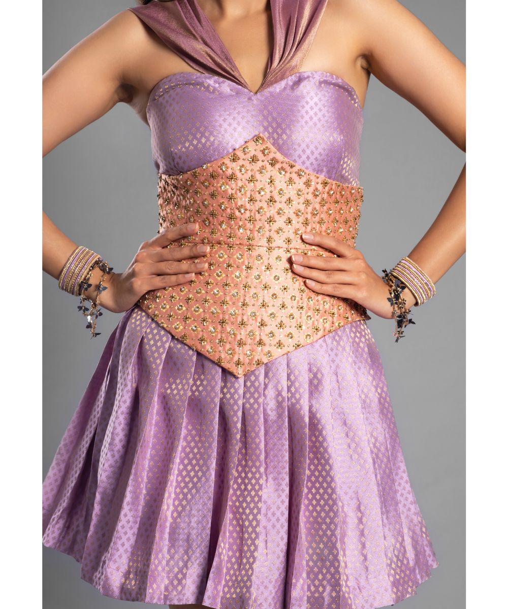 Lavender Brocade Short Dress