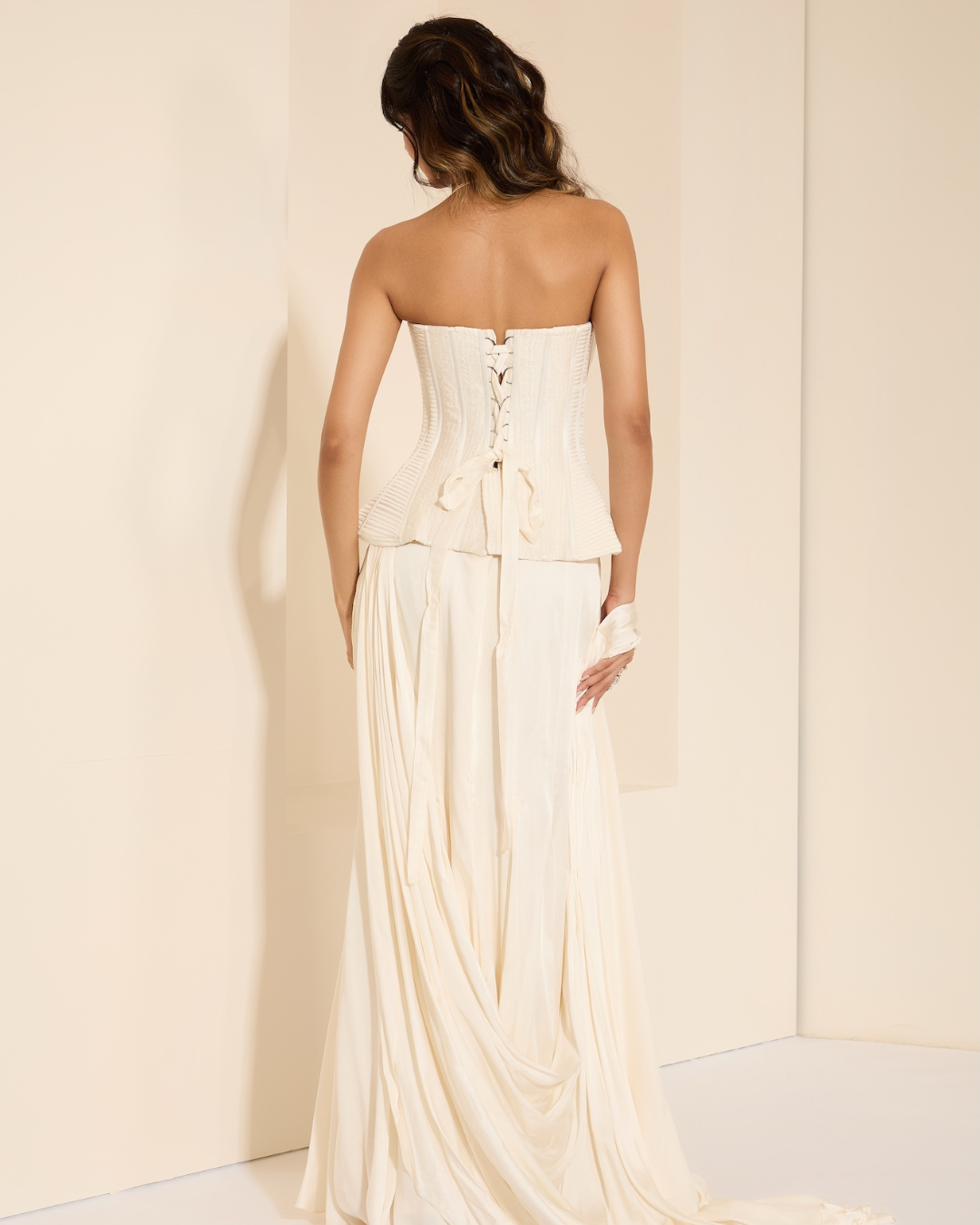 K&A by Karishma and Ashita - Pearl Corset & Drape