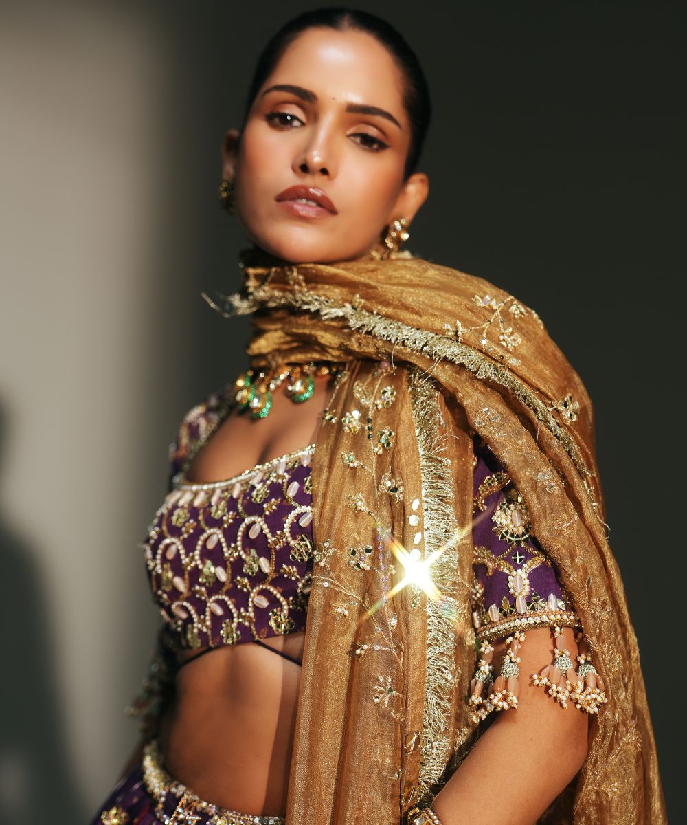 LAVANYA - HEAVY HAND EMBROIDERED GRAPEVINE LEHENGA - Mehfil by Mahima Mahajan