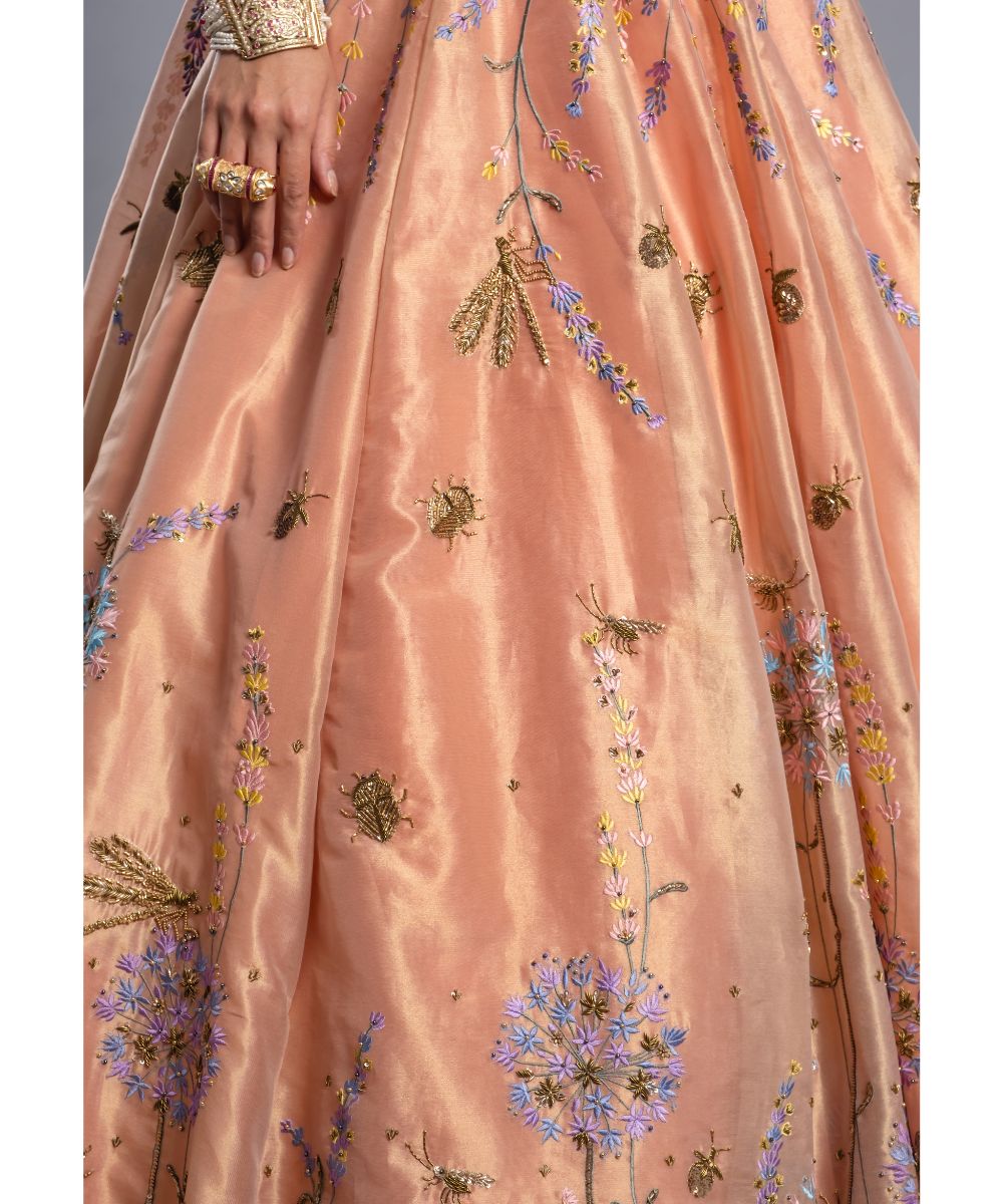 Peach Tissue Lehenga