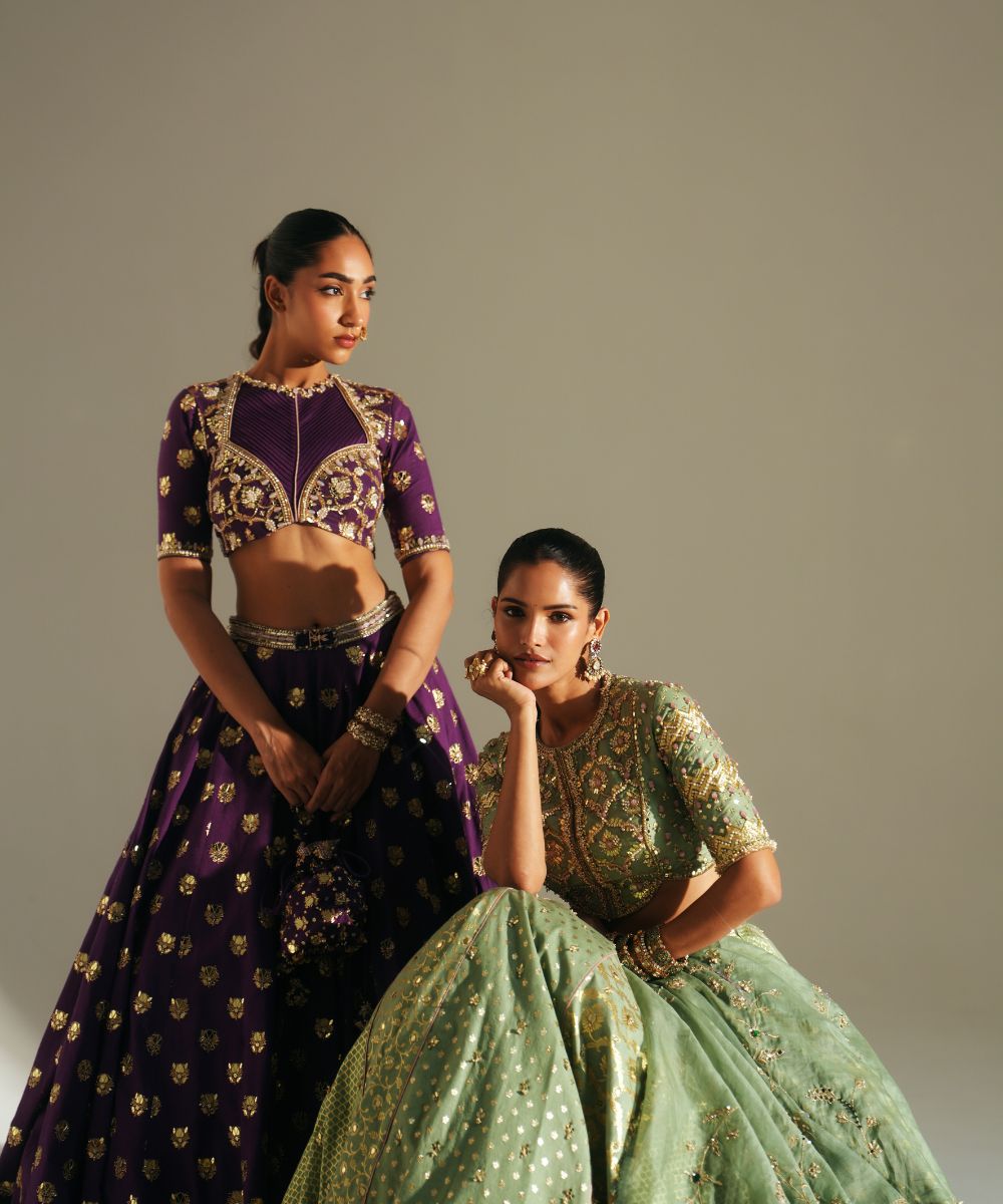 SHUBHI - HAND EMBROIDERED LEHENGA MATCHING EMBROIDERED BLOUSE AND DUPATTA - Mehfil by Mahima Mahajan