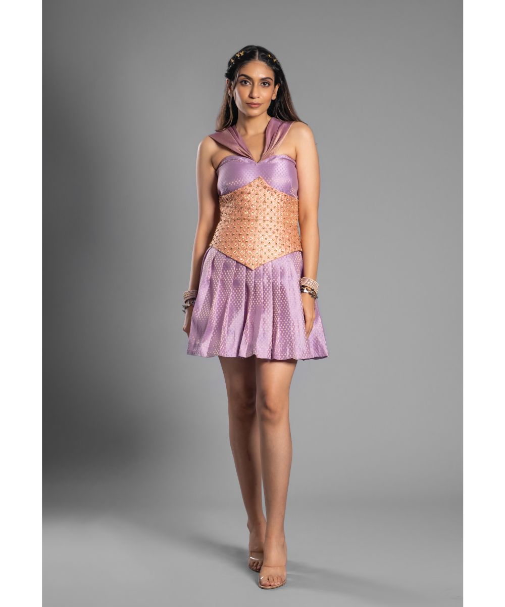 Aastha Sood - Lavender Brocade Short Dress