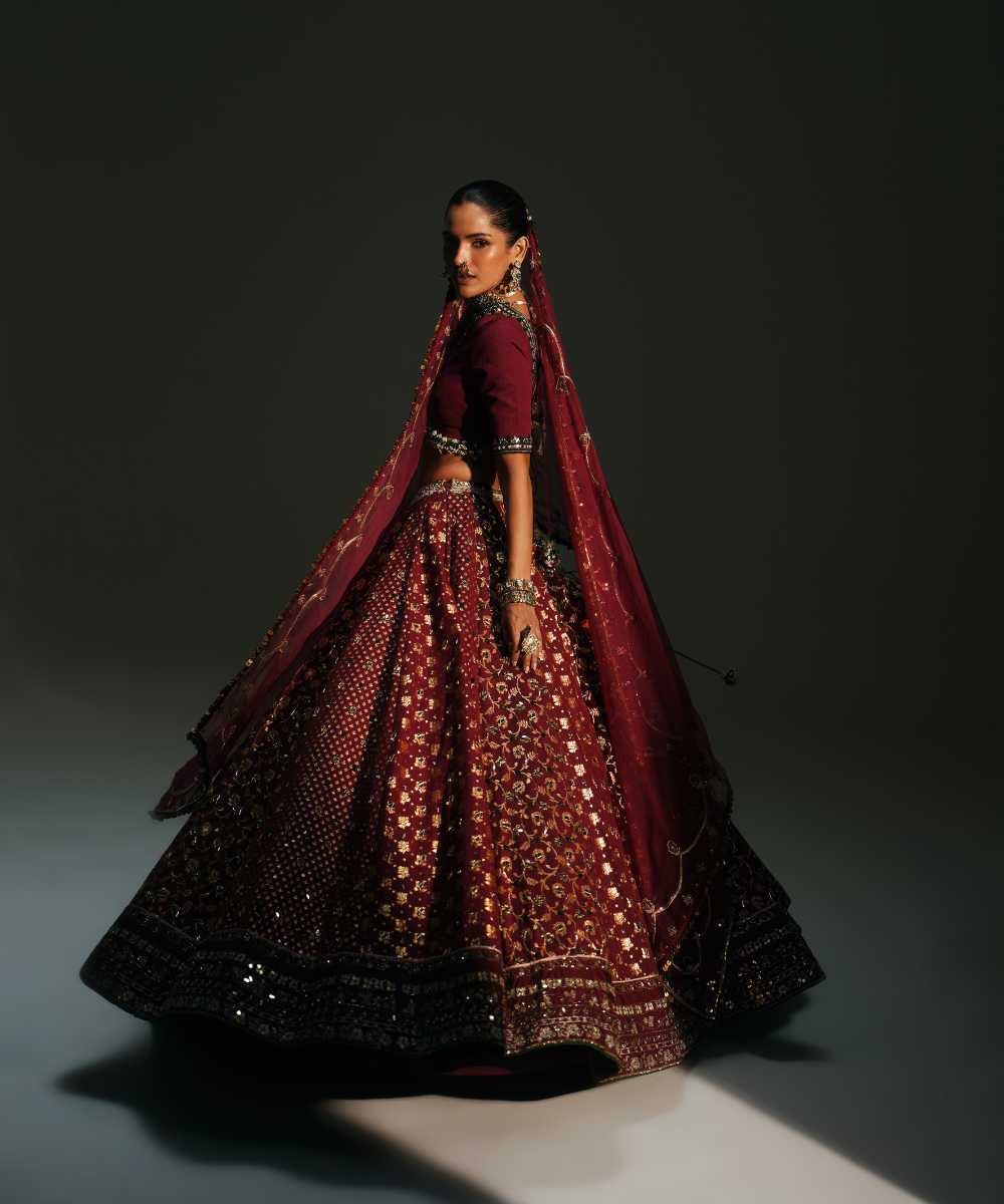 LAXMI - HEAVY HAND EMBROIDERED KALI LEHENGA FEATURING DRAGON FLY LOGO - Mehfil by Mahima Mahajan